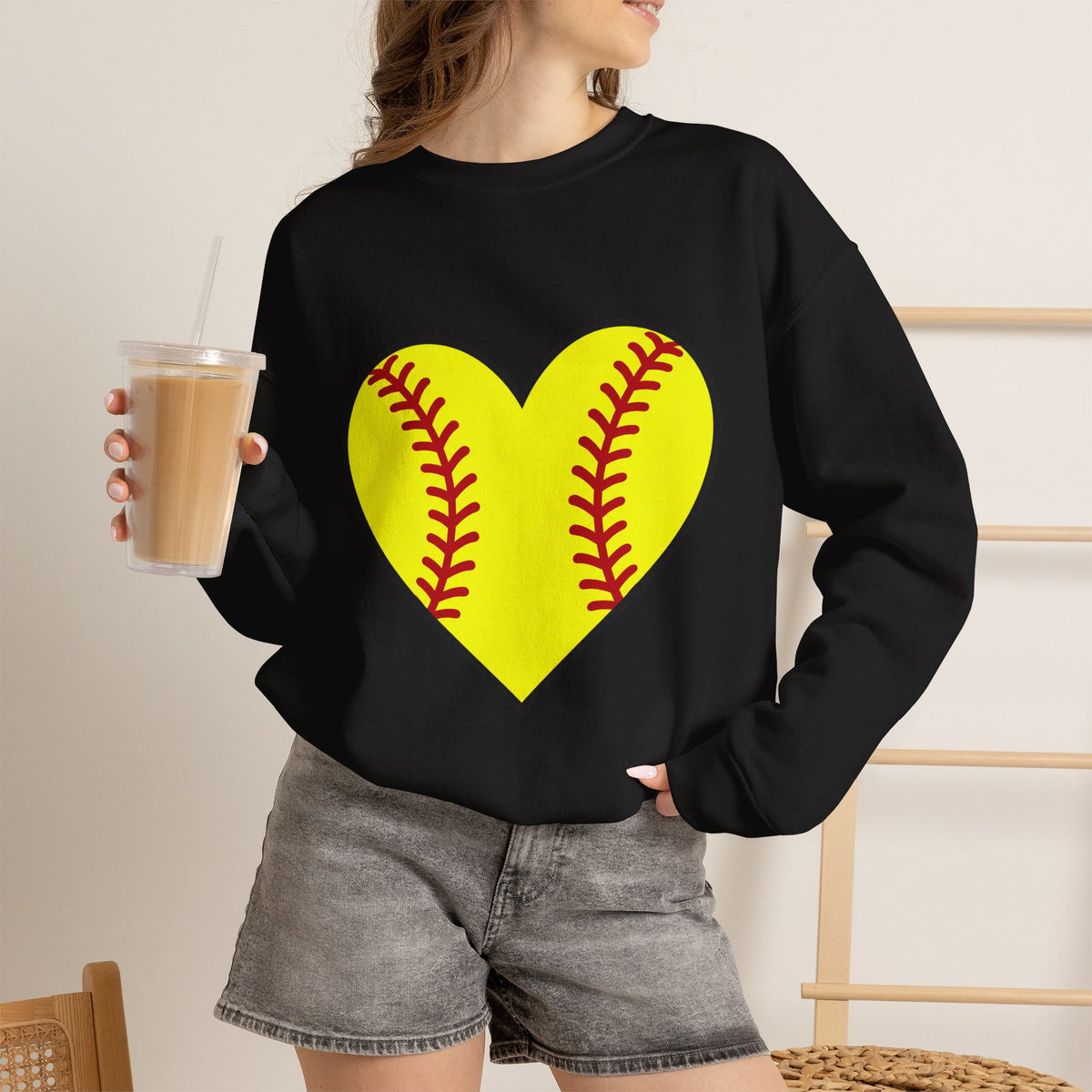 Softball Heart Crewneck Sweatshirt