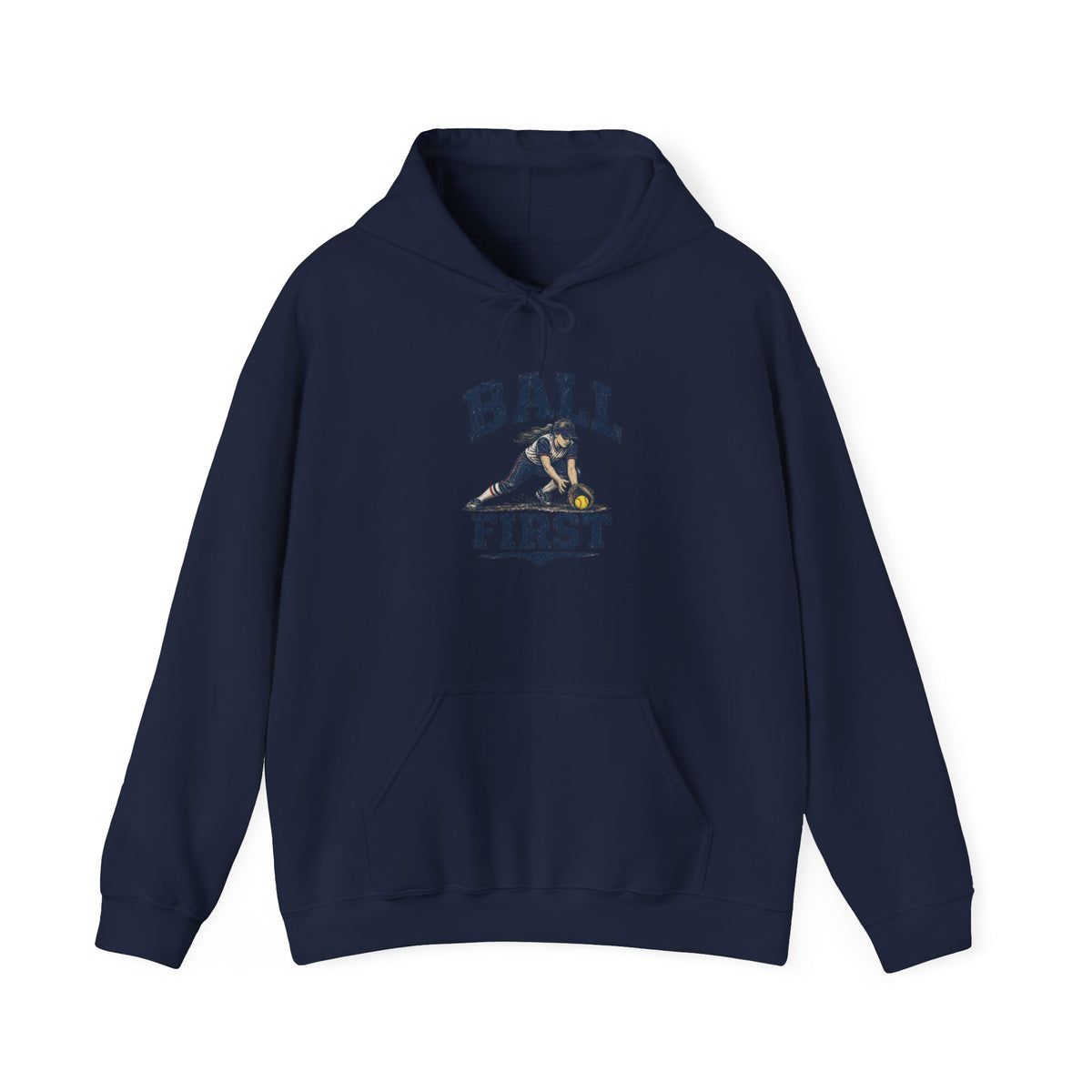 Ball First Hoodie – Vintage Football Player Graphic Sweatshirt