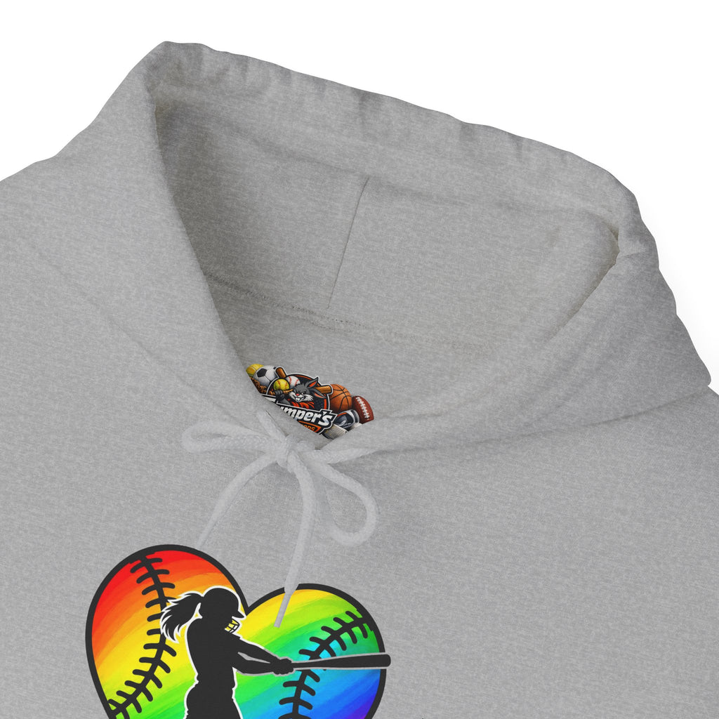 Rainbow Softball Heart Hoodie