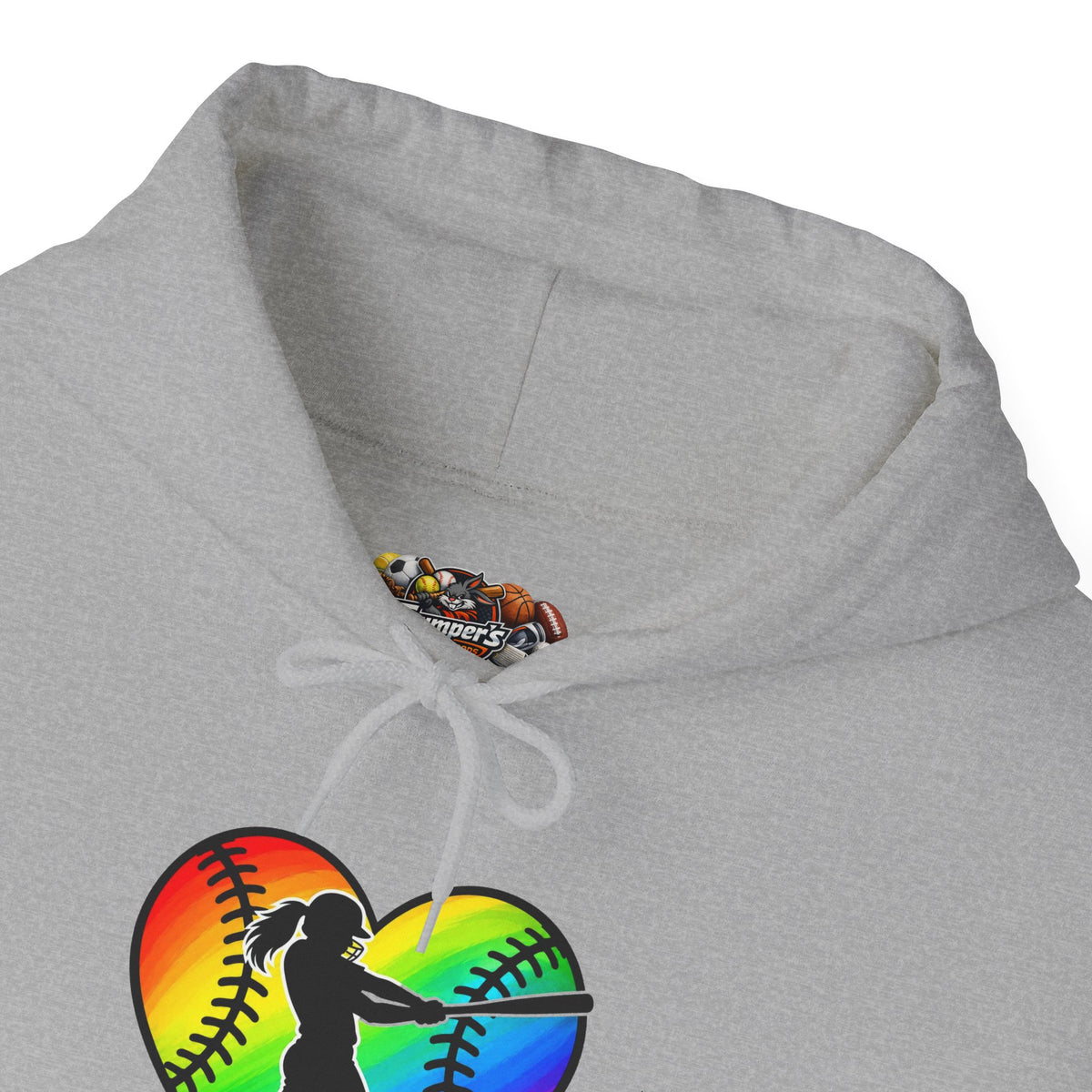 Rainbow Softball Heart Hoodie
