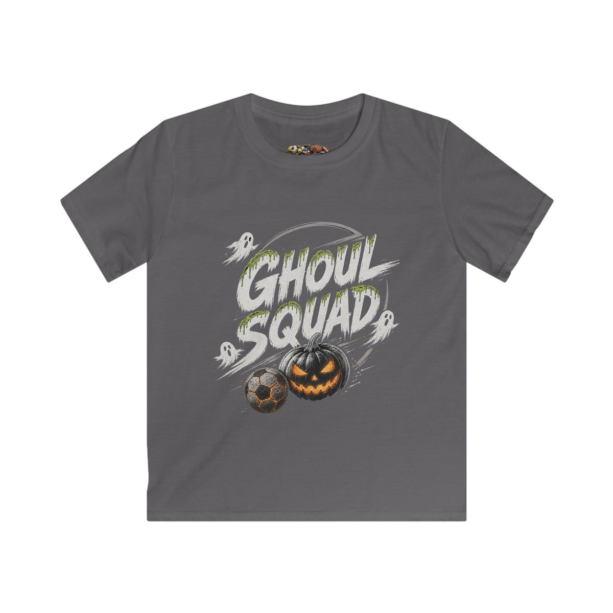 Kids Tee — "Ghoul Squad" Halloween Soccer Ghosts Shirt