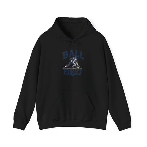 Ball First Hoodie – Vintage Football Player Graphic Sweatshirt