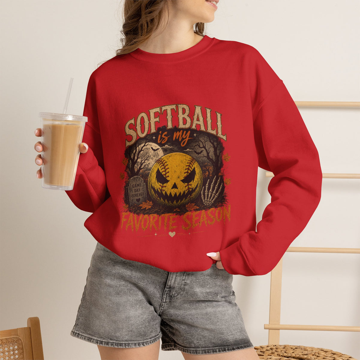 Softball Is My Favorite Season Crewneck Sweatshirt