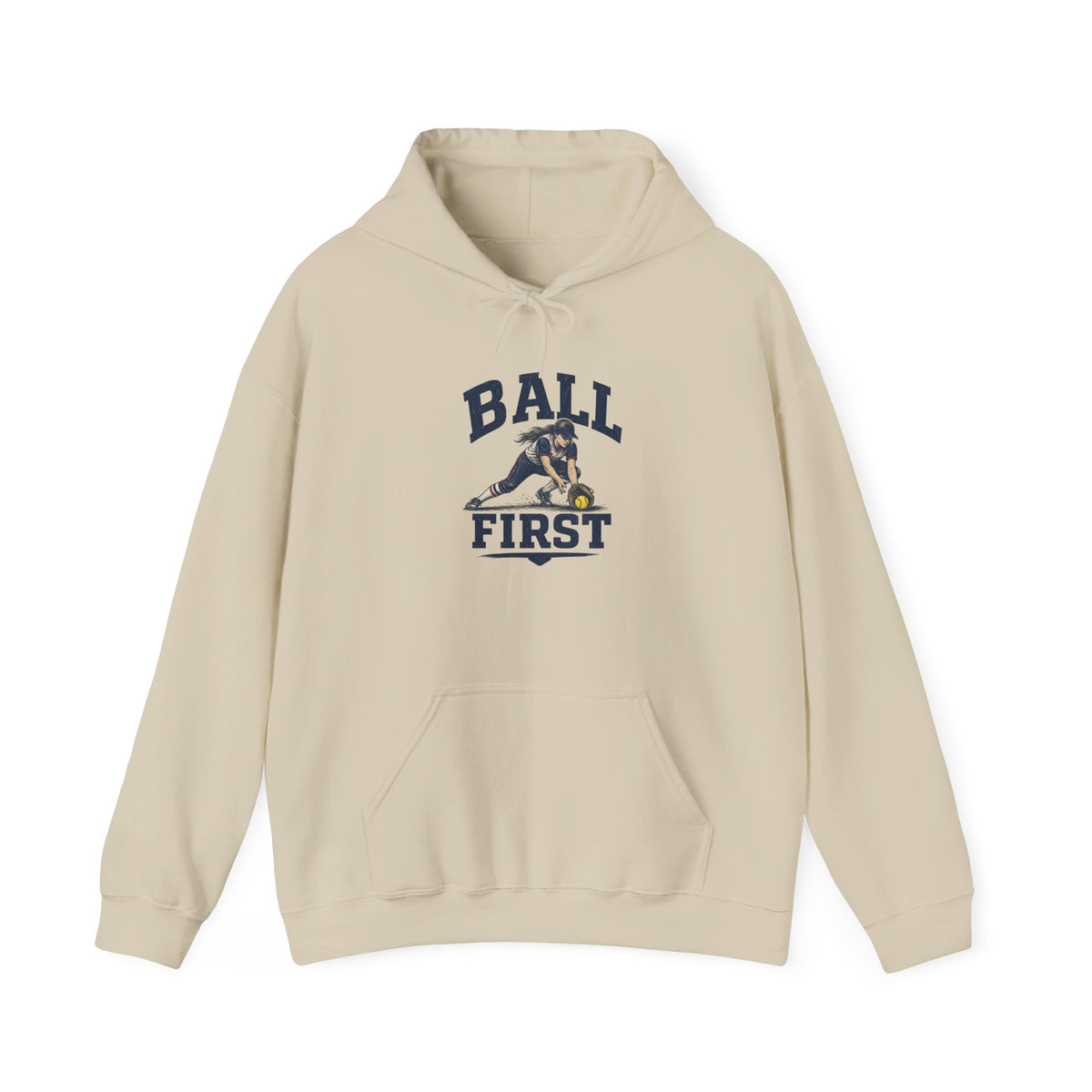 Ball First Hoodie – Vintage Football Player Graphic Sweatshirt