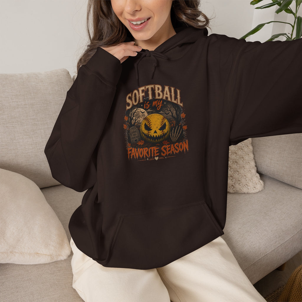 Softball Favorite Season Hoodie — Cute Pumpkin Softball Fall Baseball Mom Gift