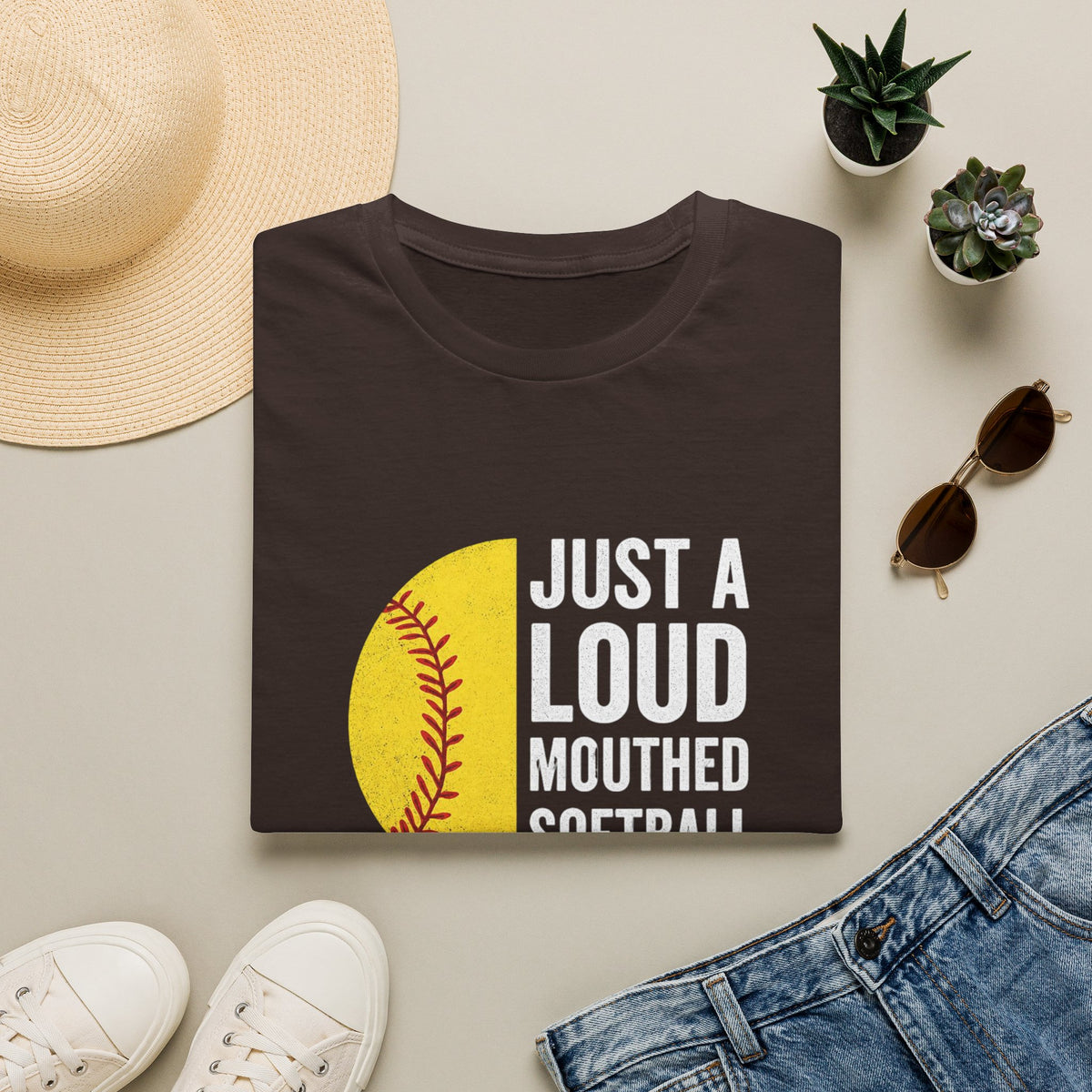 Softball Mom T-Shirt – "Just a Loud-Mouthed Softball Mom" Graphic Tee