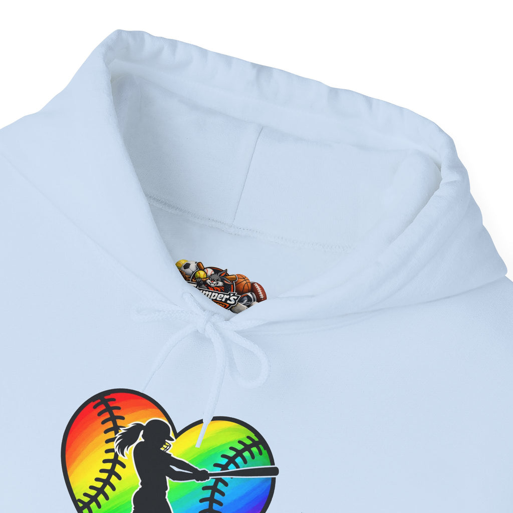 Rainbow Softball Heart Hoodie