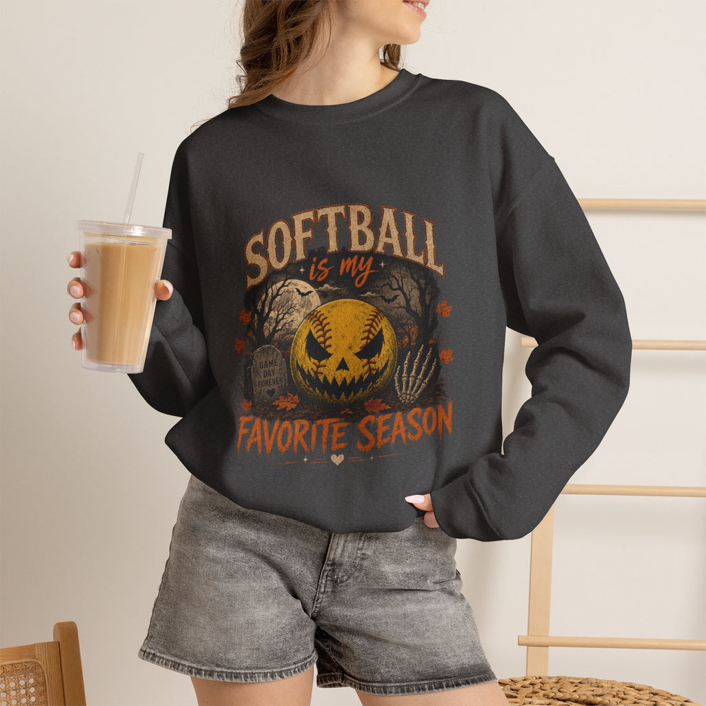 Softball Is My Favorite Season Crewneck Sweatshirt