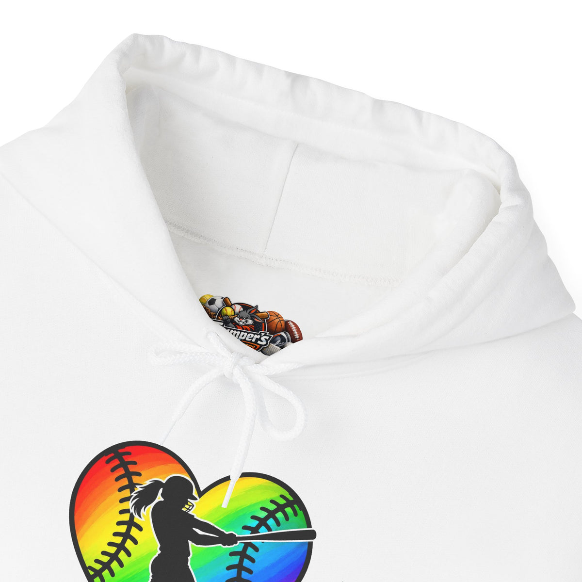 Rainbow Softball Heart Hoodie