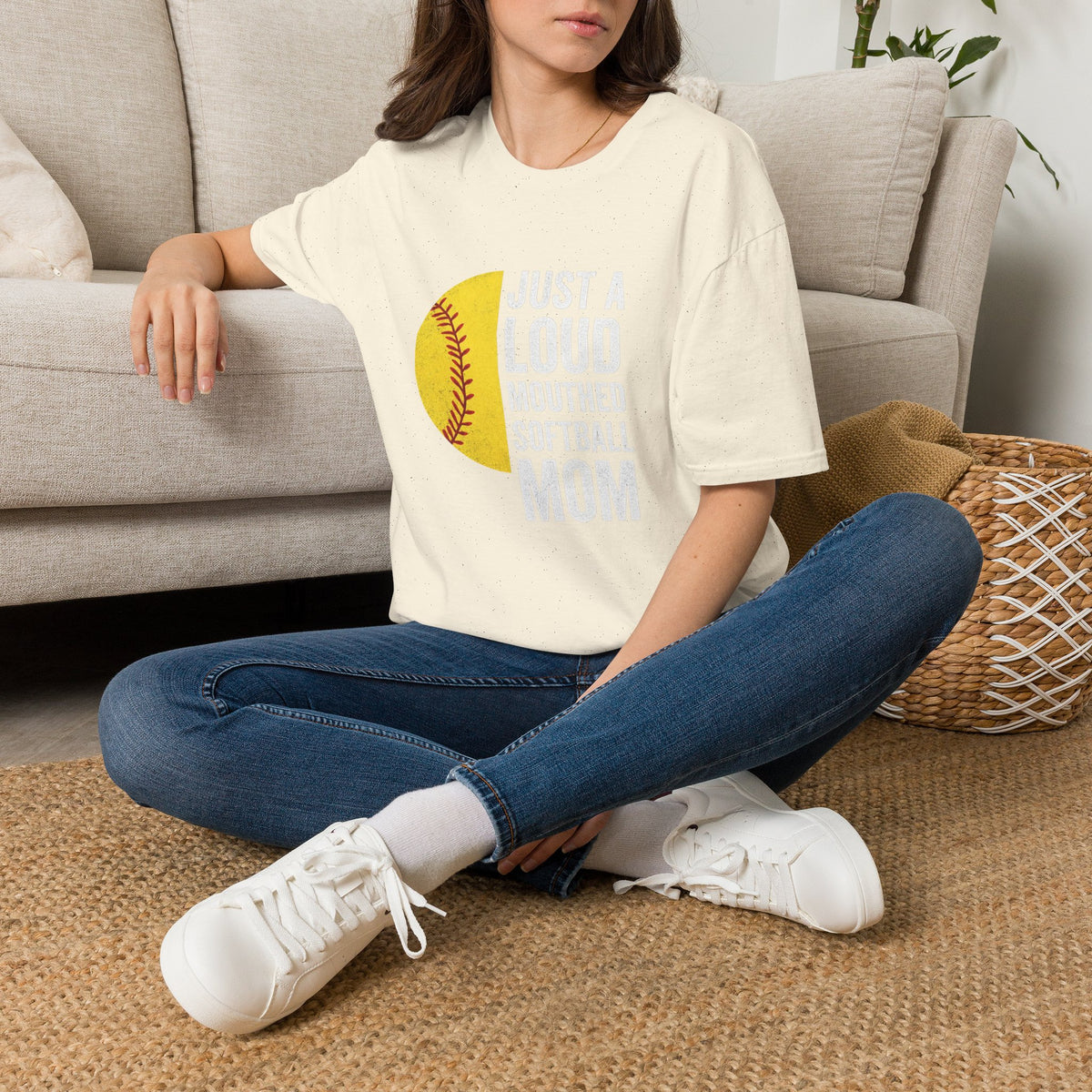 Softball Mom T-Shirt – "Just a Loud-Mouthed Softball Mom" Graphic Tee