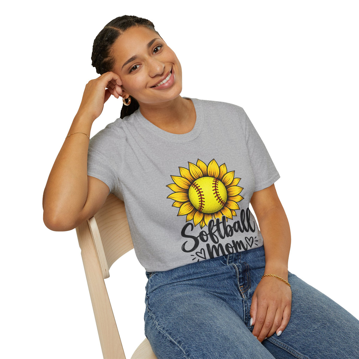 Softball Mom T-Shirt — Sunflower Softball Graphic Tee for Softball Moms