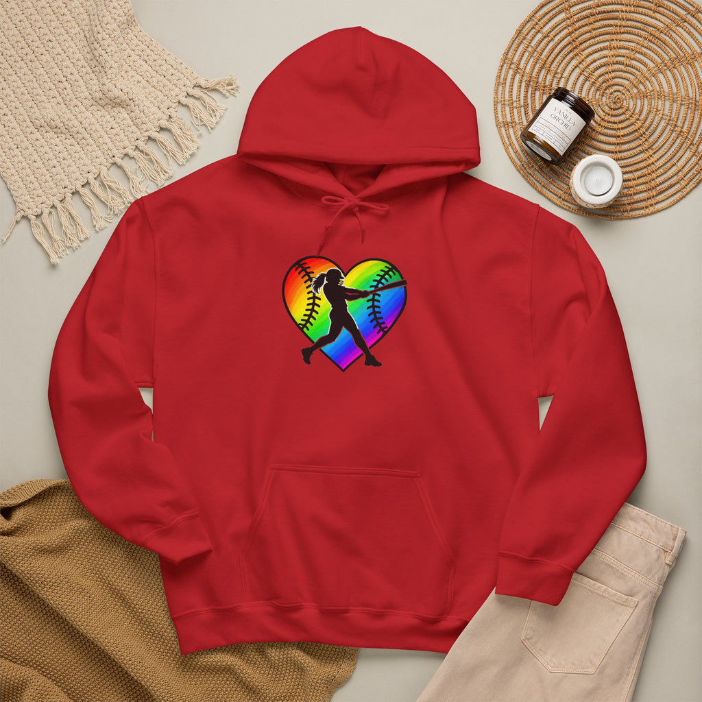 Rainbow Softball Heart Hoodie