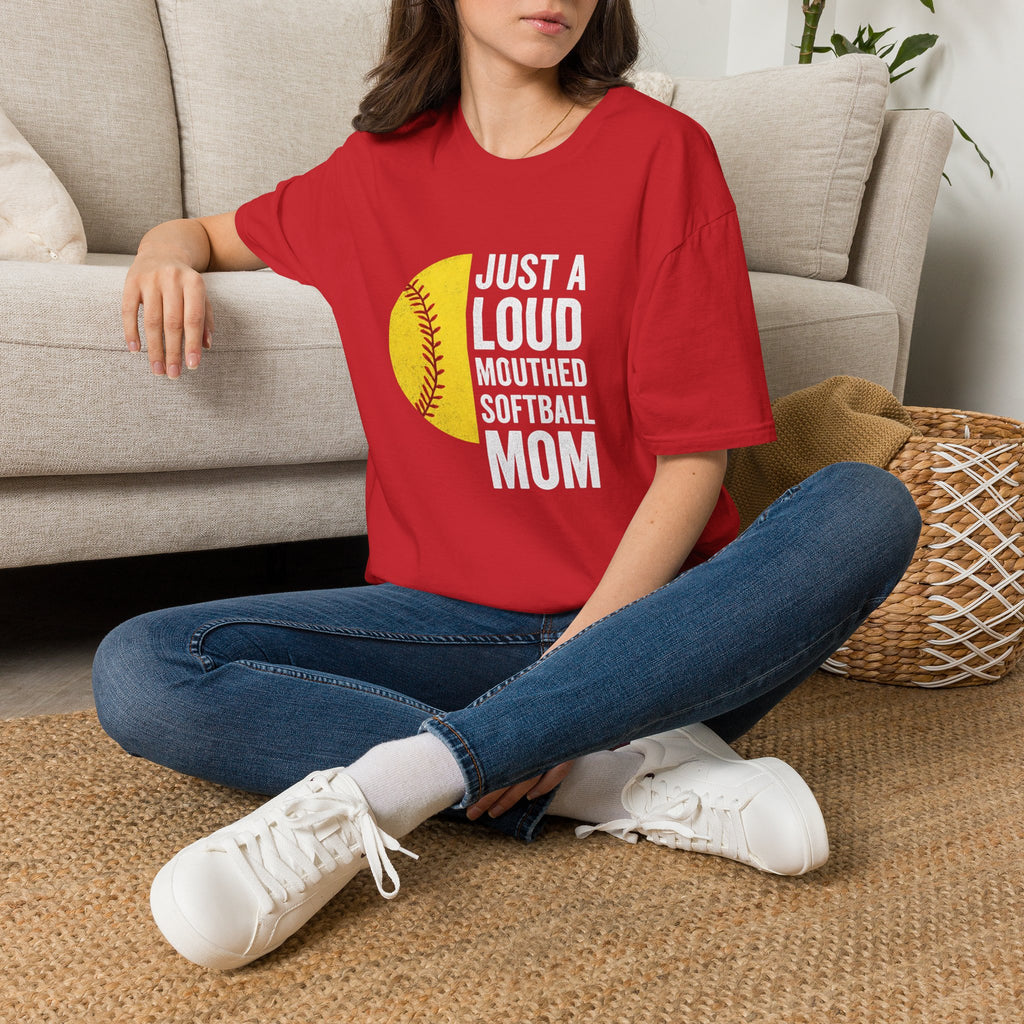Softball Mom T-Shirt – "Just a Loud-Mouthed Softball Mom" Graphic Tee