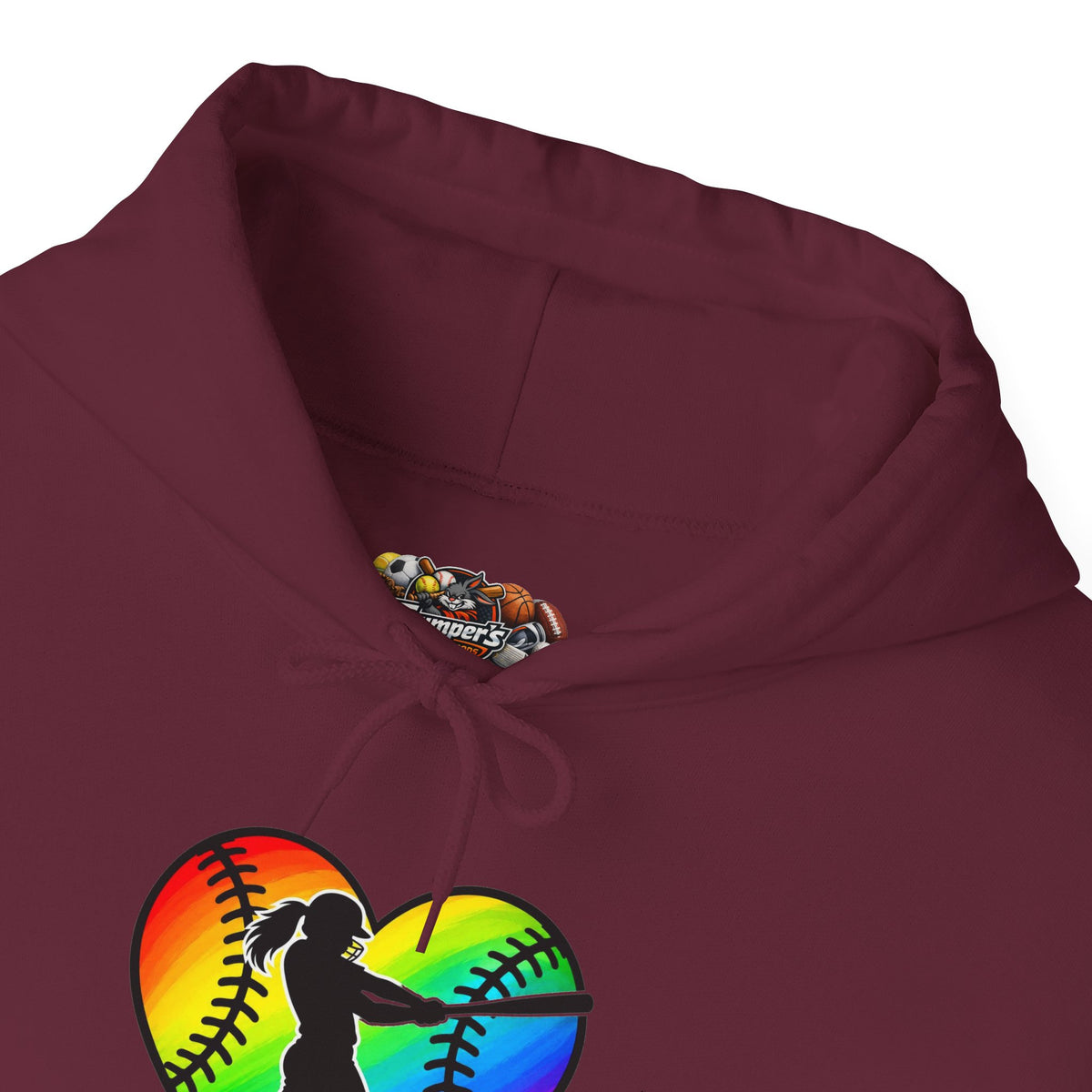 Rainbow Softball Heart Hoodie