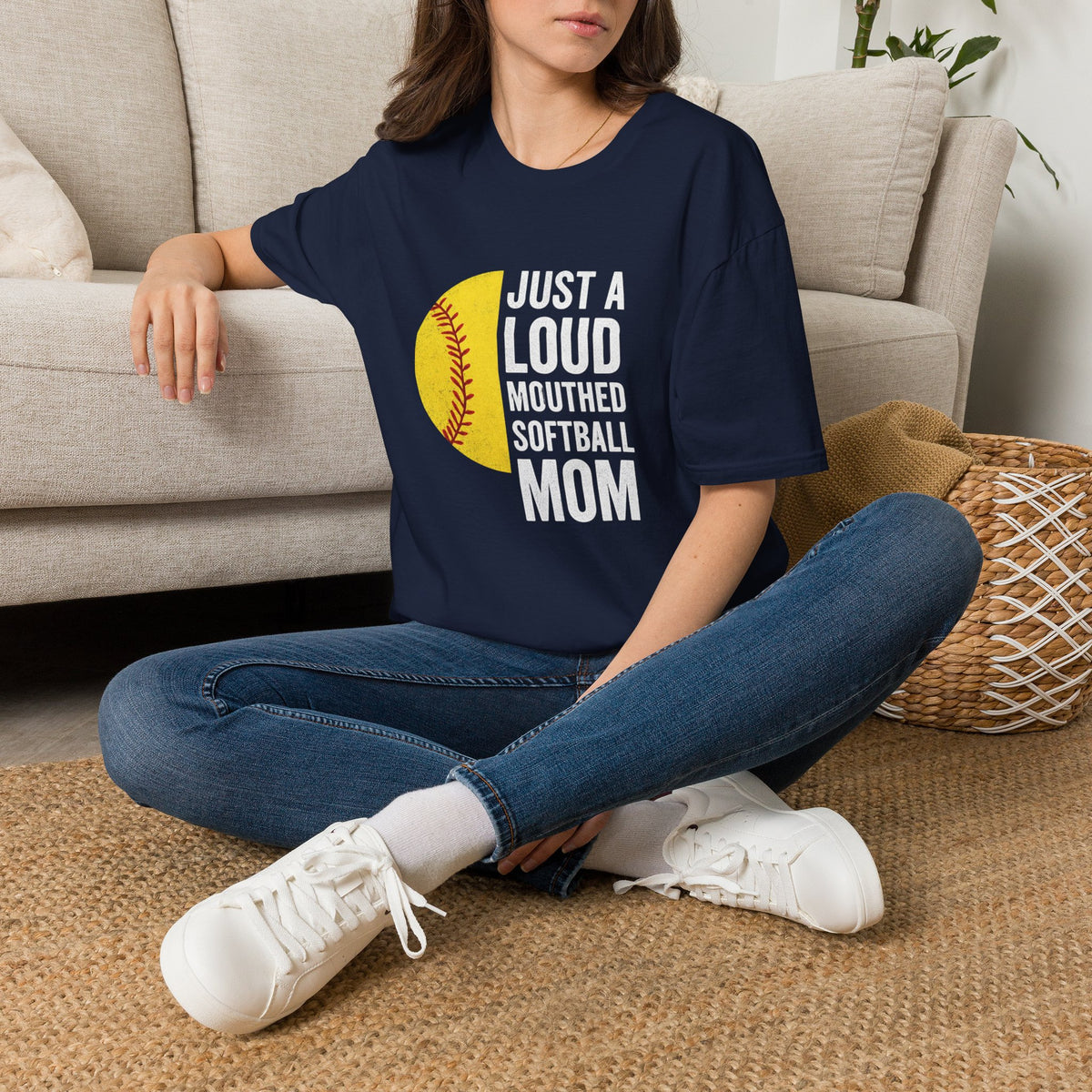 Softball Mom T-Shirt – "Just a Loud-Mouthed Softball Mom" Graphic Tee