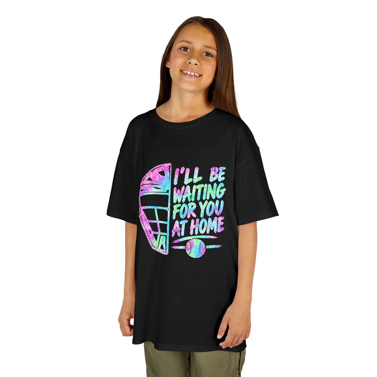 Kids Tee — Pastel Retro Helmet "I'll Be Waiting For You At Home" Graphic