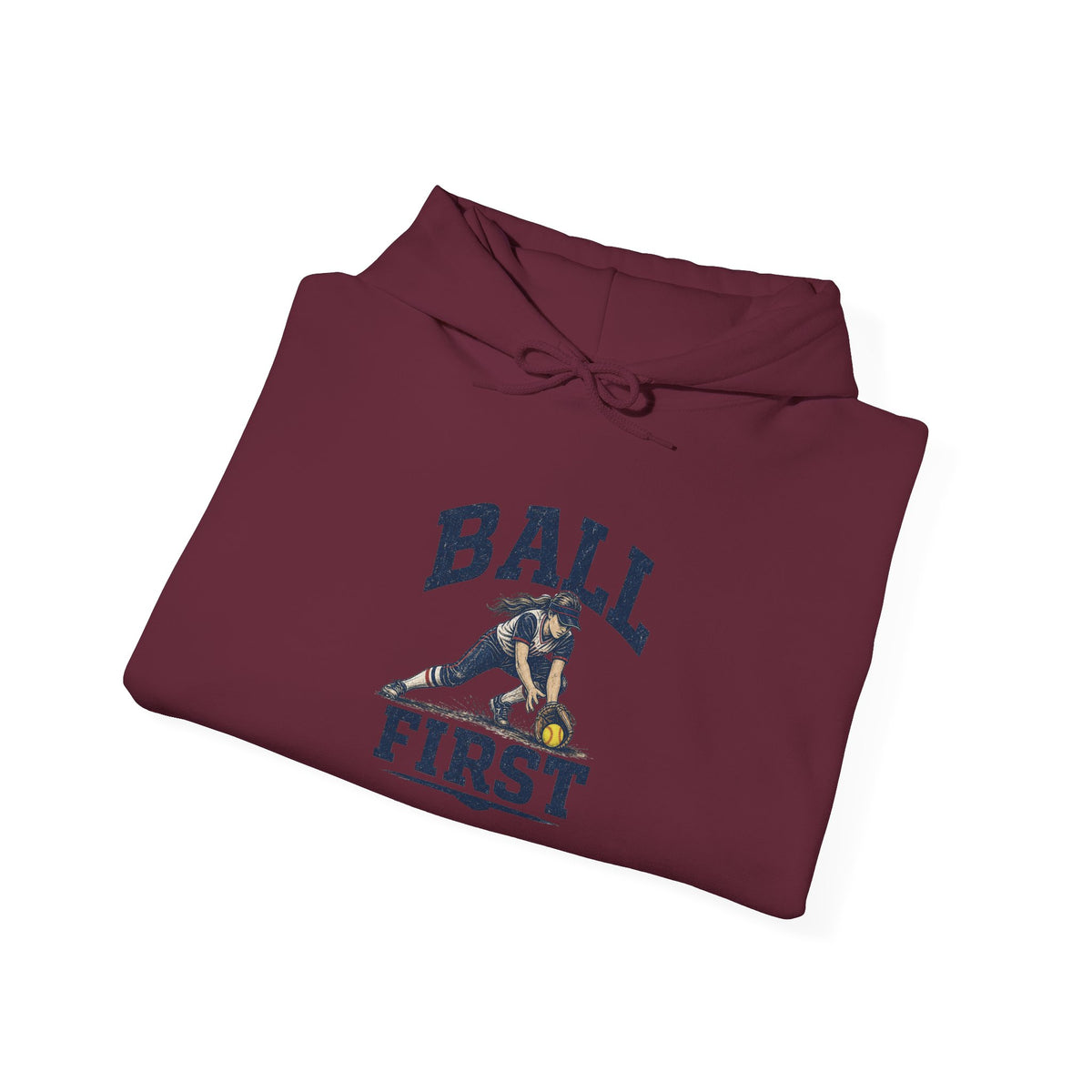Ball First Hoodie – Vintage Football Player Graphic Sweatshirt