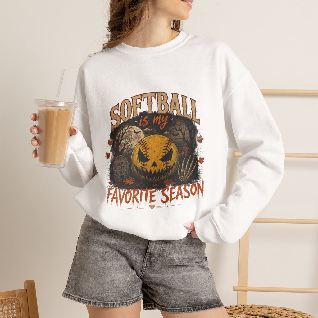 Softball Is My Favorite Season Crewneck Sweatshirt