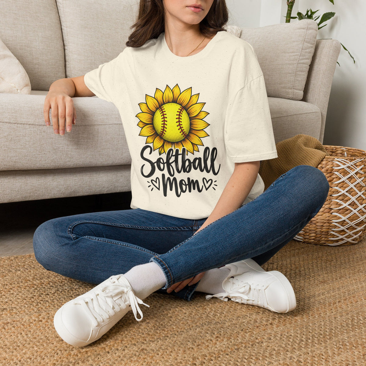 Softball Mom T-Shirt — Sunflower Softball Graphic Tee for Softball Moms