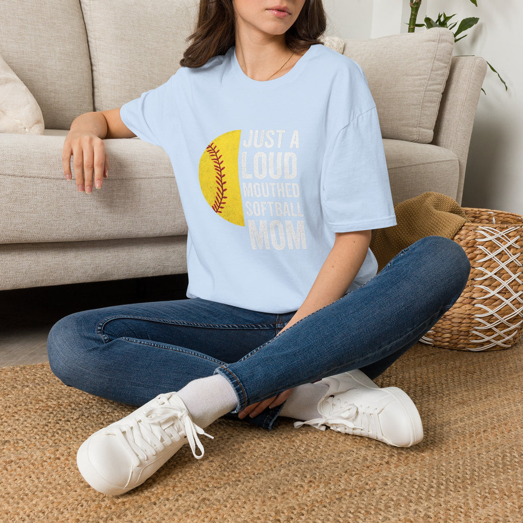 Softball Mom T-Shirt – "Just a Loud-Mouthed Softball Mom" Graphic Tee