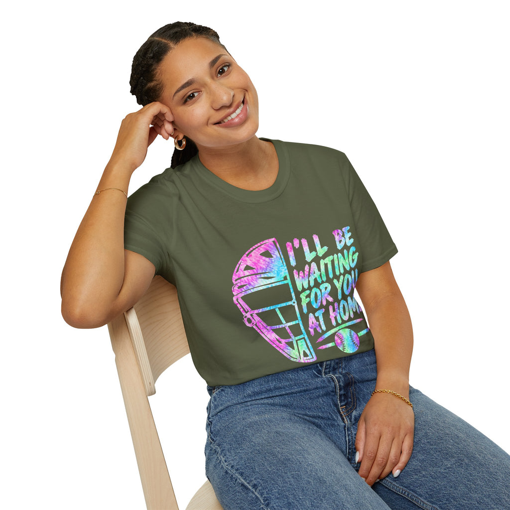 T‑Shirt — 'I'll Be Waiting For You At Home' Retro Hockey Helmet Tee