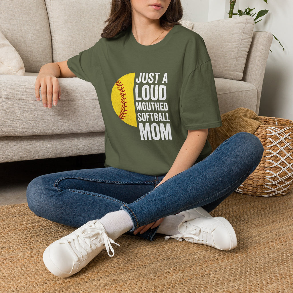 Softball Mom T-Shirt – "Just a Loud-Mouthed Softball Mom" Graphic Tee