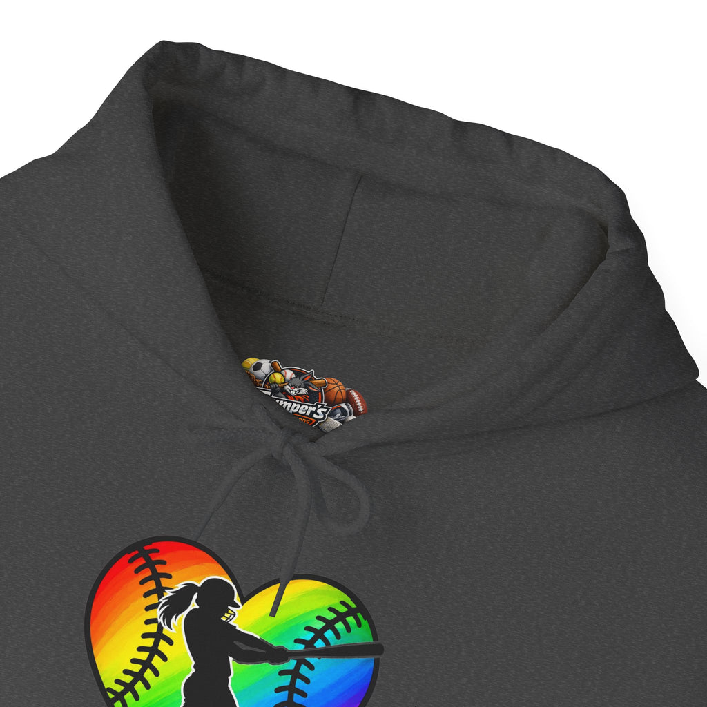 Rainbow Softball Heart Hoodie