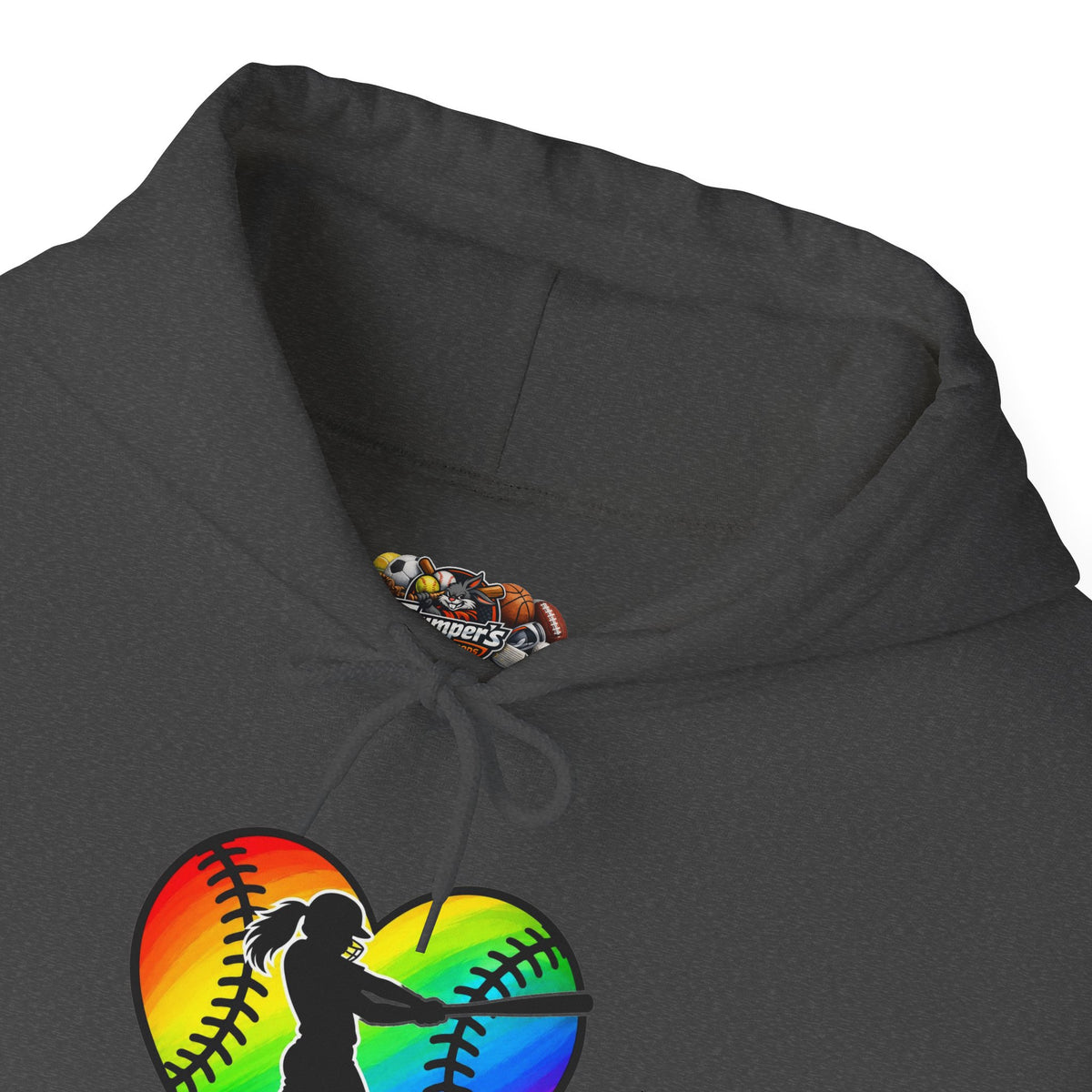 Rainbow Softball Heart Hoodie