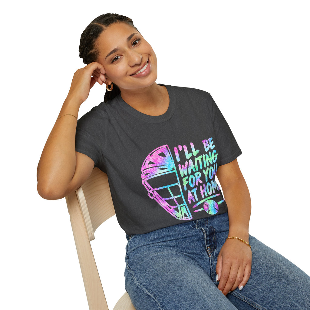 T‑Shirt — 'I'll Be Waiting For You At Home' Retro Hockey Helmet Tee
