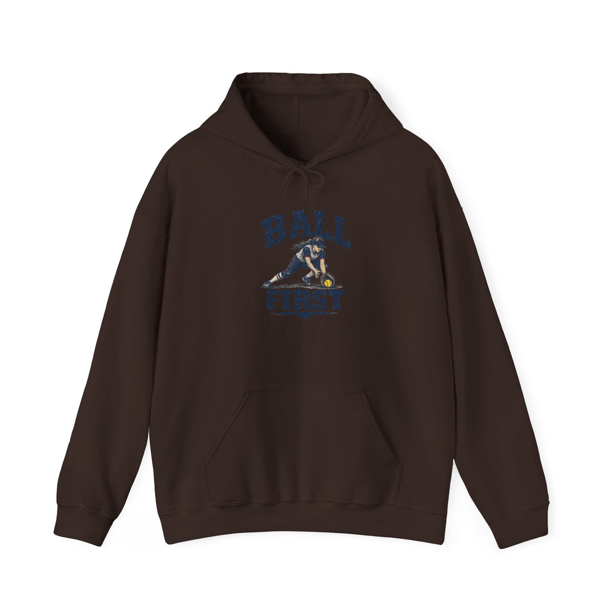 Ball First Hoodie – Vintage Football Player Graphic Sweatshirt