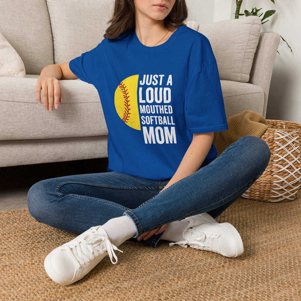 Softball Mom T-Shirt – "Just a Loud-Mouthed Softball Mom" Graphic Tee