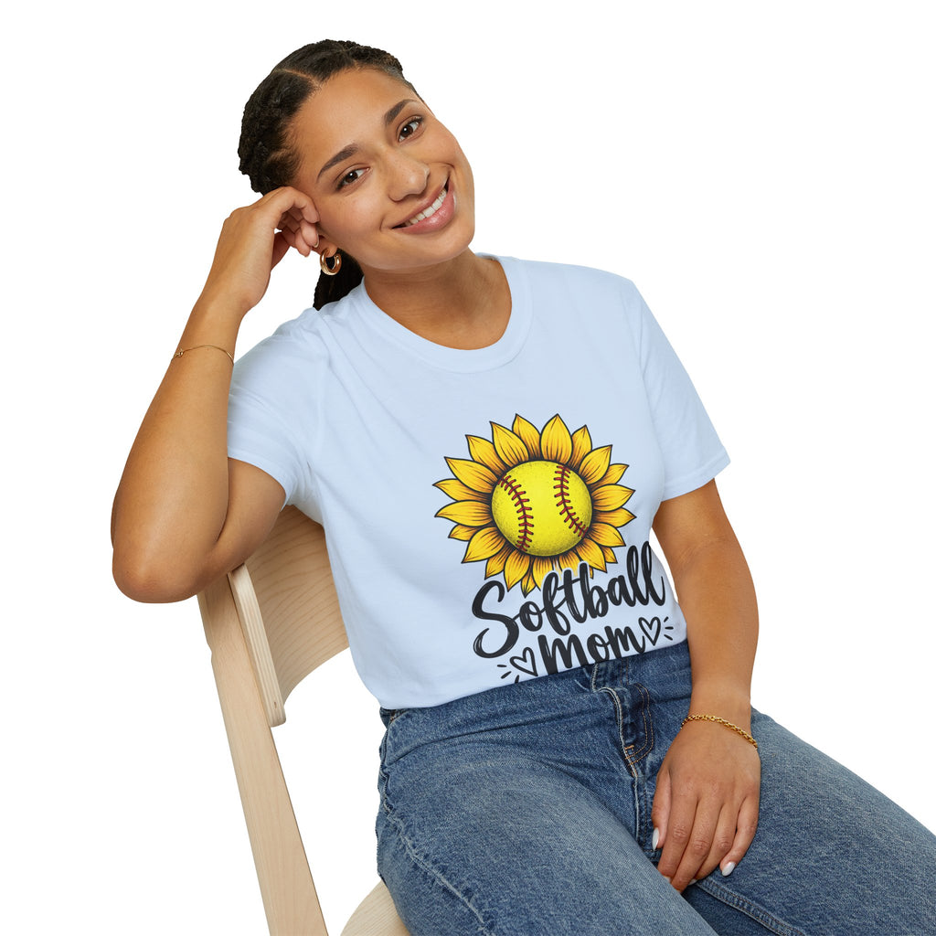 Softball Mom T-Shirt — Sunflower Softball Graphic Tee for Softball Moms