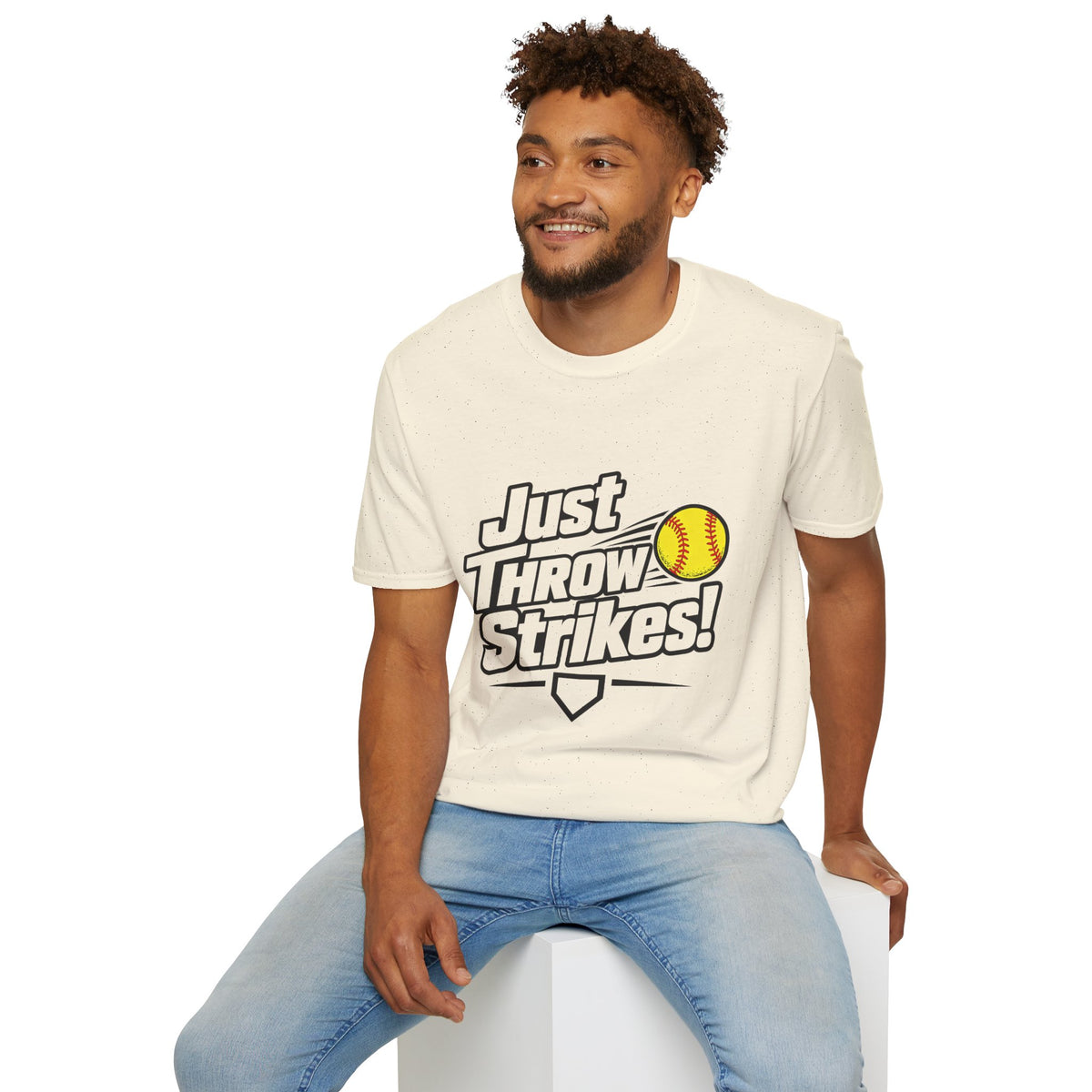 Just Throw Strikes! Softball T-Shirt — Funny Pitching Shirt for Players & Coaches
