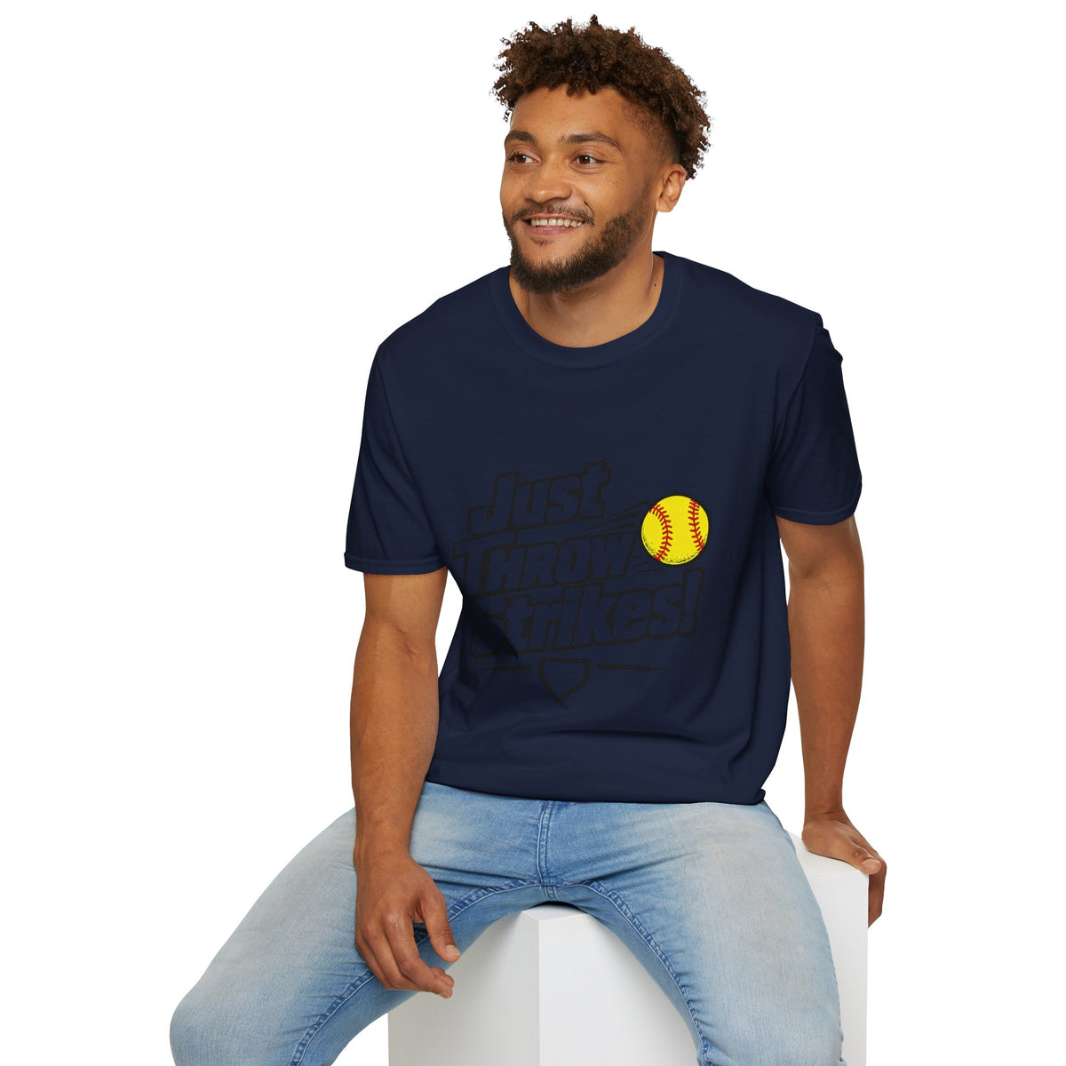 Just Throw Strikes! Softball T-Shirt — Funny Pitching Shirt for Players & Coaches
