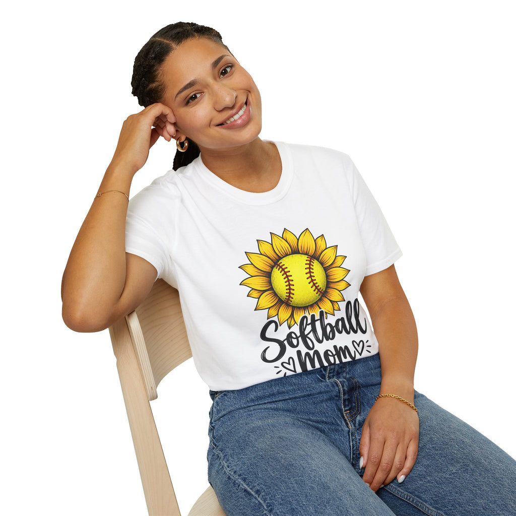 Softball Mom T-Shirt — Sunflower Softball Graphic Tee for Softball Moms