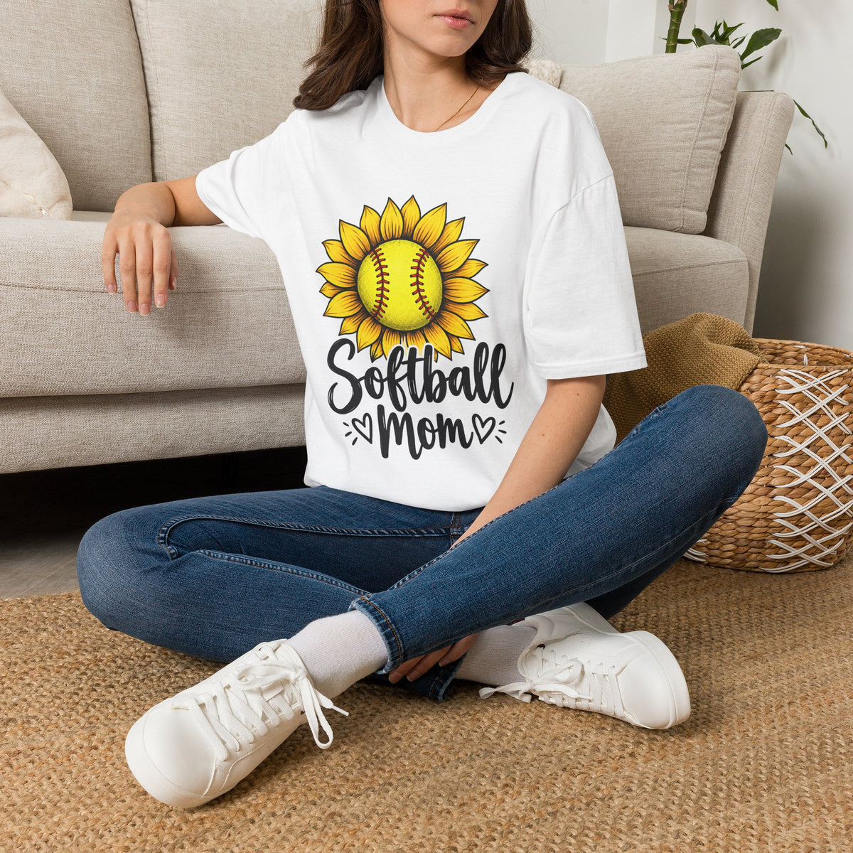 Softball Mom T-Shirt — Sunflower Softball Graphic Tee for Softball Moms
