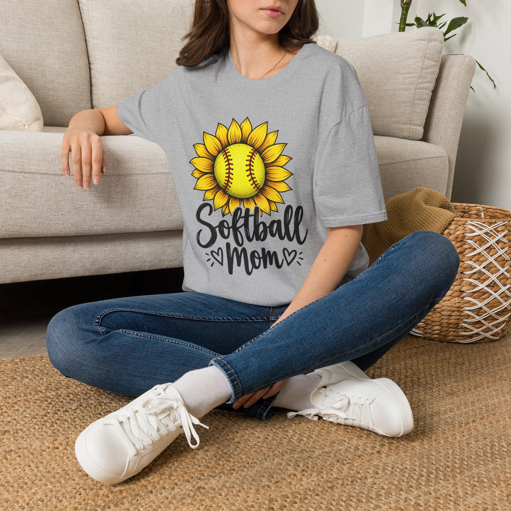 Softball Mom T-Shirt — Sunflower Softball Graphic Tee for Softball Moms