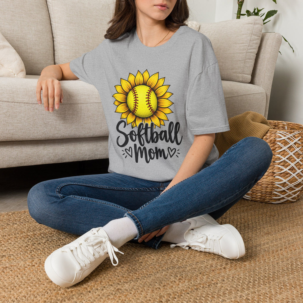 Softball Mom T-Shirt — Sunflower Softball Graphic Tee for Softball Moms