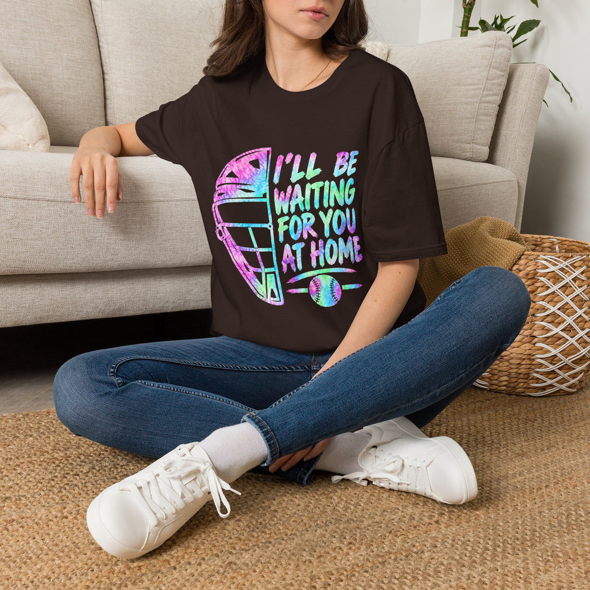 T‑Shirt — 'I'll Be Waiting For You At Home' Retro Hockey Helmet Tee