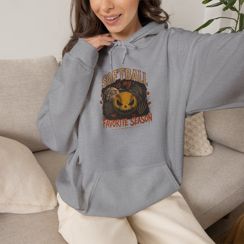 Softball Favorite Season Hoodie — Cute Pumpkin Softball Fall Baseball Mom Gift