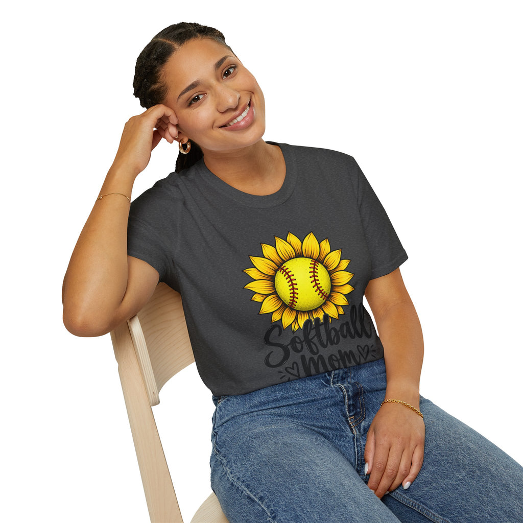 Softball Mom T-Shirt — Sunflower Softball Graphic Tee for Softball Moms