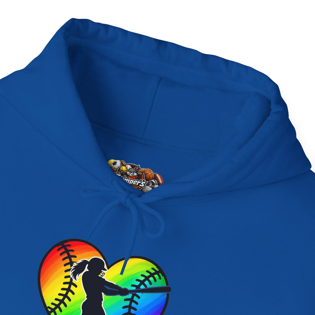 Rainbow Softball Heart Hoodie