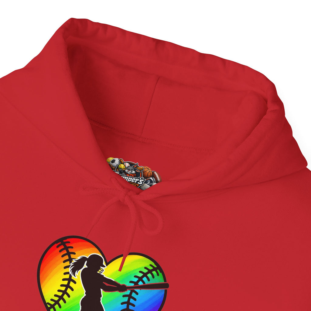 Rainbow Softball Heart Hoodie