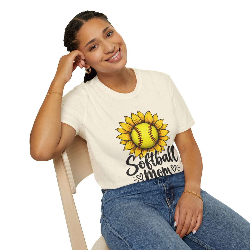 Softball Mom T-Shirt — Sunflower Softball Graphic Tee for Softball Moms