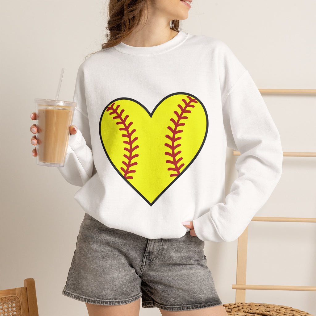 Softball Heart Crewneck Sweatshirt