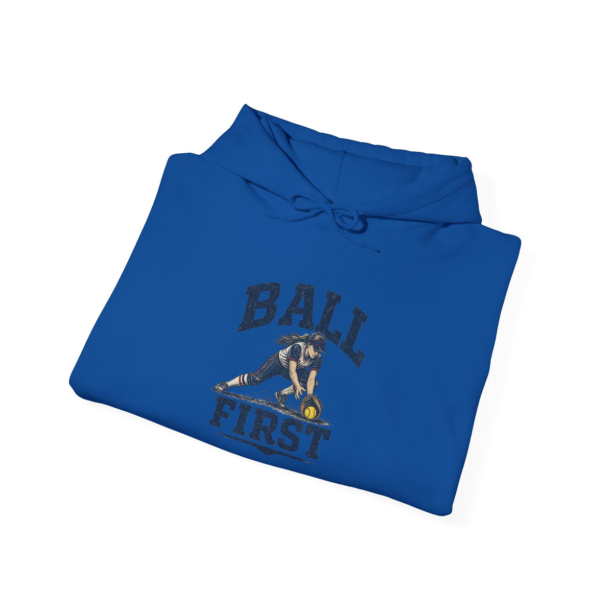 Ball First Hoodie – Vintage Football Player Graphic Sweatshirt