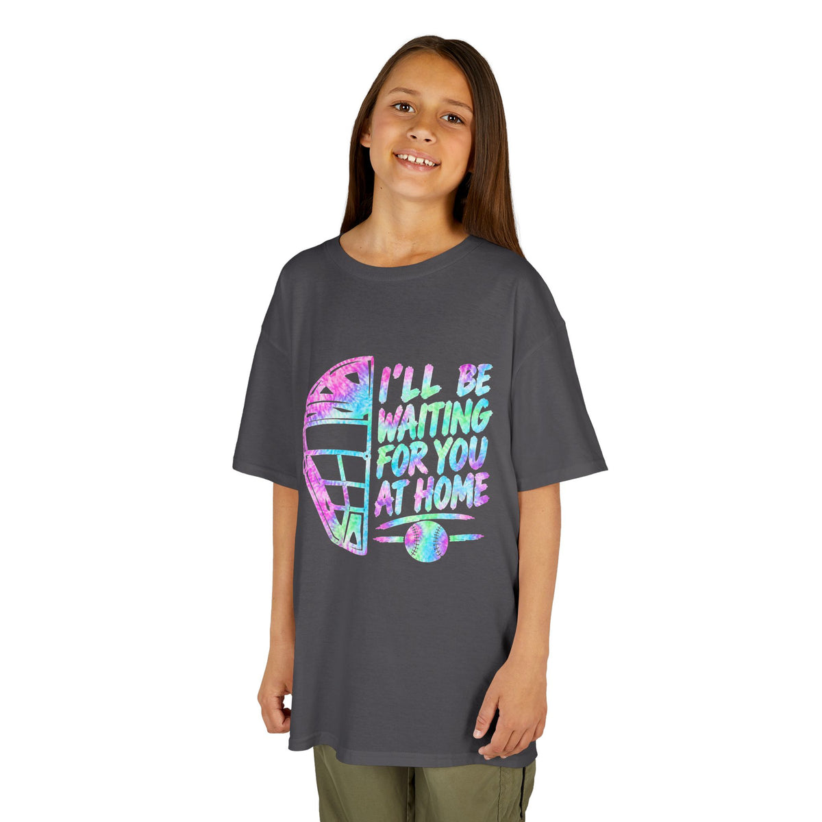 Kids Tee — Pastel Retro Helmet "I'll Be Waiting For You At Home" Graphic