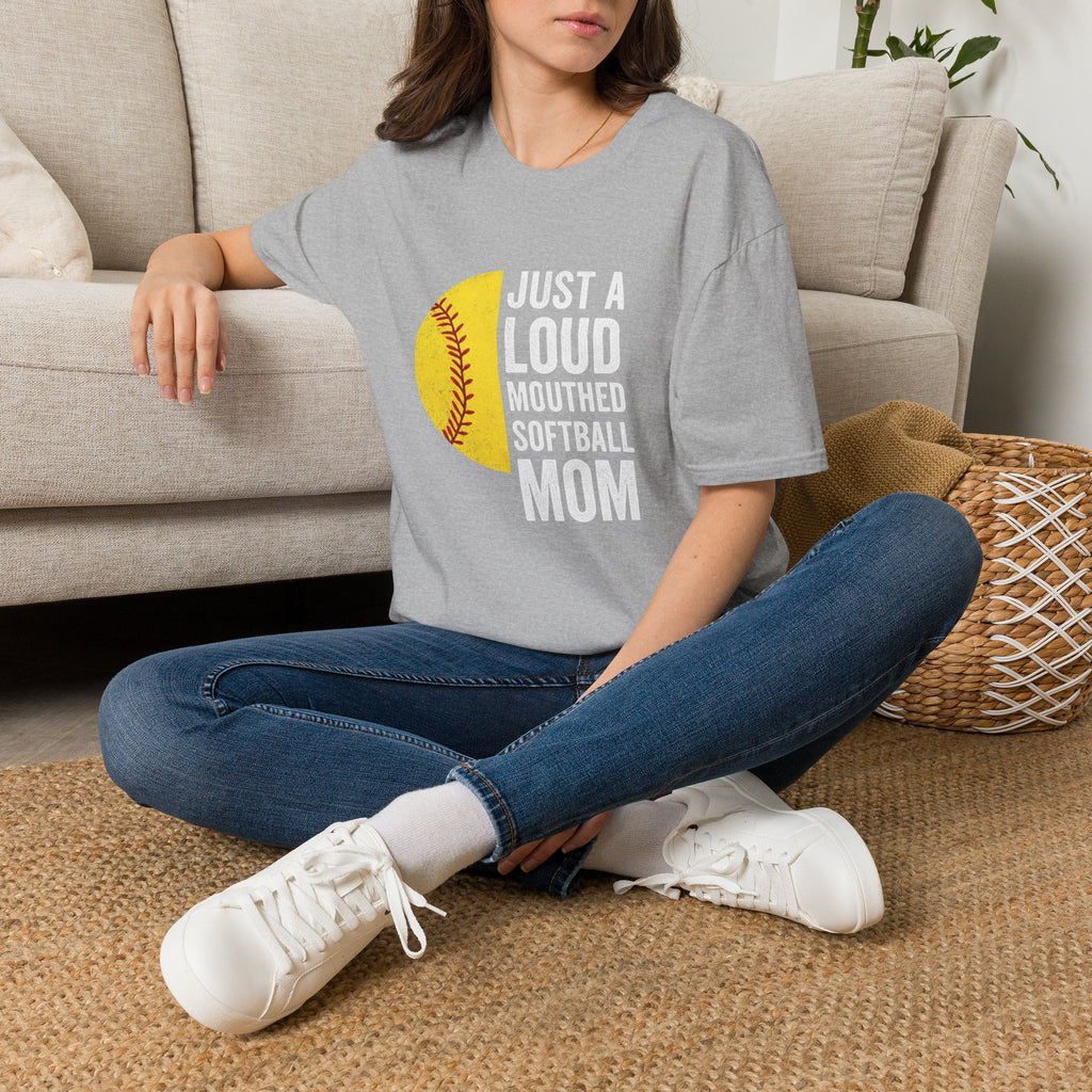 Softball Mom T-Shirt – "Just a Loud-Mouthed Softball Mom" Graphic Tee