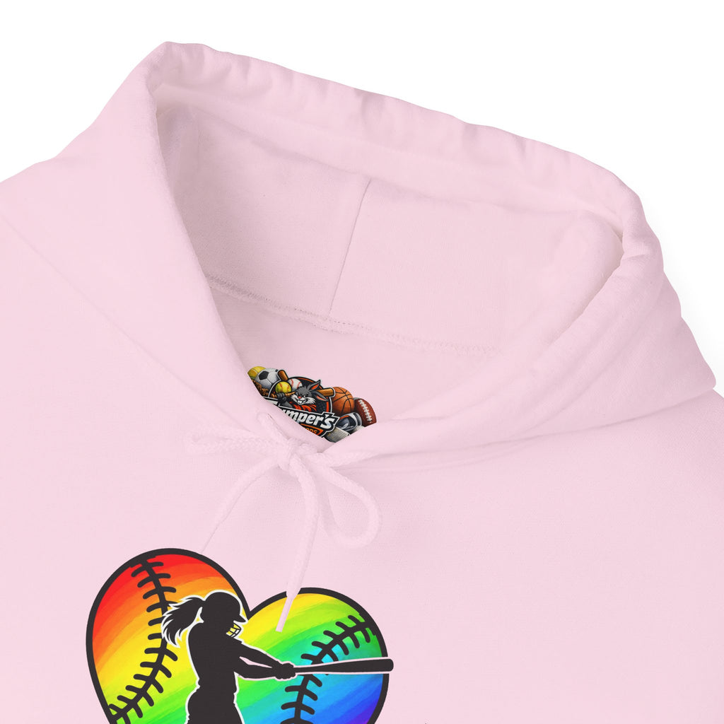 Rainbow Softball Heart Hoodie