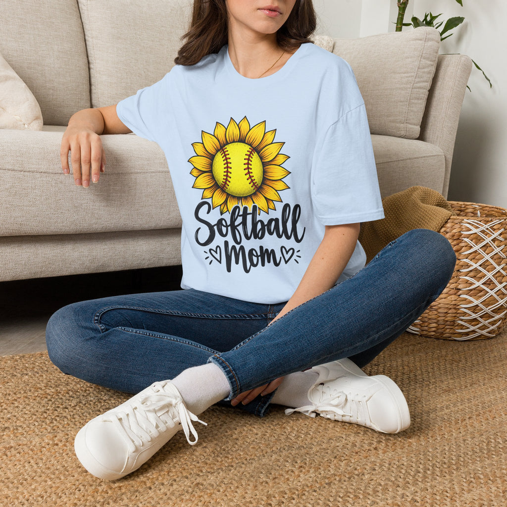Softball Mom T-Shirt — Sunflower Softball Graphic Tee for Softball Moms